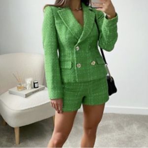 ZARA- Tweed Blazer & Shorts Set